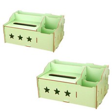 MAKEUP BOX 티슈 DIY 화장품정리대, 그린, 2개