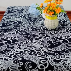 ECODY 鳳凰花紋桌巾, 黑色, 100 x 140 厘米