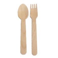 피크닉하우스 우드커트러리 14cm 일회용 스푼 + 포크, 25개입, 1세트