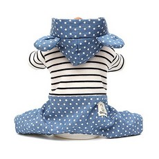 ECODY 寵物專用星星圖案條紋印花連帽連身褲, 黑色的