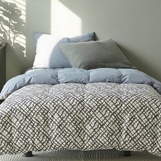 오르다 듀얼 거위 오라기털 이불, 차콜그레이 + 스틸블루