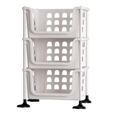 BONOHOUSE 開放式階梯籃 3層收納架, 白色, 1個