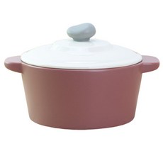 LKmade 2代雙耳陶瓷砂鍋+鍋蓋 酒紅色, 24cm, 1入