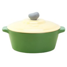 LKmade 雙耳陶瓷砂鍋+鍋蓋 綠色, 1入, 24cm