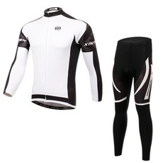 XINTOWN 白色自行車長袖騎行褲套裝 XLJS007