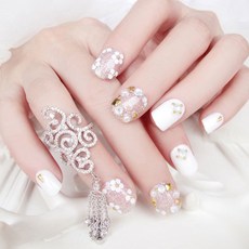 ECODY 造型美甲貼 花朵款 白色 24入, 混色, 1套