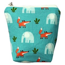 도트레코드 아이약 방수 파우치 지퍼형, 코끼리와여우블루