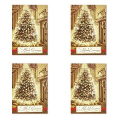홀마크 금박 트리 크리스마스카드 PX1375, 혼합 색상, 4개입