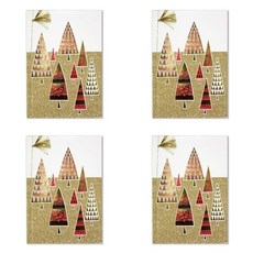 홀마크 금박 숲 크리스마스카드 PX4199, 혼합 색상, 4개입