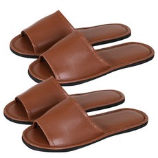 DAYOFF 素色皮革室內拖鞋, 棕色, 4組