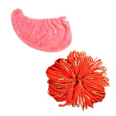 Rumours 快乾吸水毛巾 HU082+細髮圈 HU095 100入 隨機出貨, 粉色的, 1套