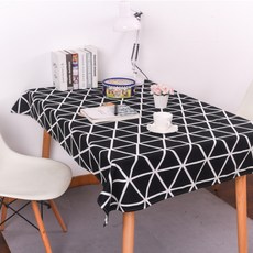 ECODY 幾何圖案桌巾, 黑色, 140 x 140 厘米