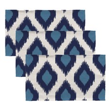 ARYKO 亞麻北歐幾何餐桌墊 3入, 藍色菱形, 46 x 27 cm