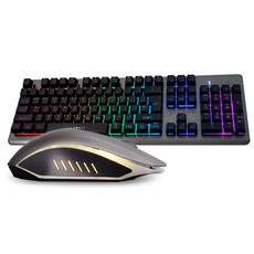 G-Clicker GMK-610 pRGB 게이밍 키보드 메탈그레이 + 마우스 세트, 키보드(GK-M610), 마우스(SA-M500), 혼합색상, 일반형