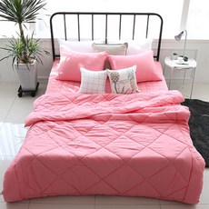 素色絎縫薄被, 淡粉紅色