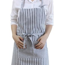 HOME ALICE 條紋雙面圍裙, 灰色, 1個