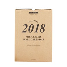 워너디스 2018 클래식 월 캘린더 A3, 혼합 색상