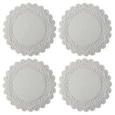 에이드엘 AL 실리콘 도일리 컵받침 4p, 화이트, 4개