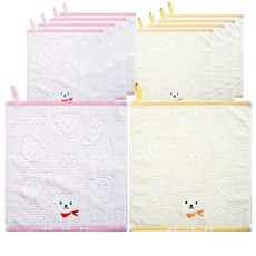 모던리브 곰 리본 고리타올 2p 세트, 분홍색, 노랑색, 5세트