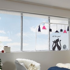 ALTTEURI EVA防風膜 窗戶用 透明 快樂貓, 黑色, 粉紅色