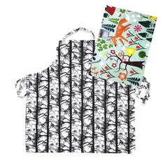 VALLILA 黑白圍裙 + Kotifiha 廚房毛巾, 1套, 混色