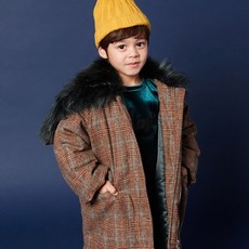 WISHKIDS 異材質拼接長版大衣