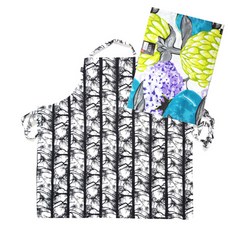 VALLILA Kelohonka 黑白圍裙 + Artichoke 土耳其藍廚房巾, 1套, 混色