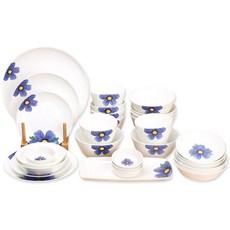 LKmade 水彩紫羅蘭色韓國餐具家居套組 6 人, 1組, 30入