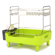청아산업 물빠짐 식기건조대 2단, 그린, 1개