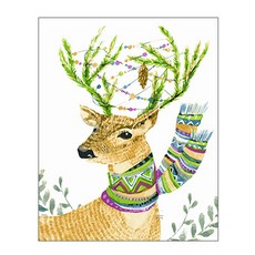 헬로페인팅 DIY 그림그리기 캔버스도면 사슴그리기16, 혼합 색상, 1개