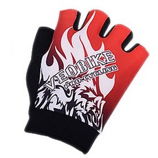 veobike Fire Plate 矽膠凝膠防滑自行車半指手套 VG001, 紅色