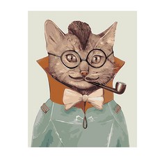헬로페인팅 DIY 그림그리기 도면 키트 세트 고양이 신사, 혼합 색상, 1개