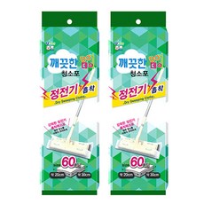 깨끗한데이 정전기 청소포 표준형 60매, 2개