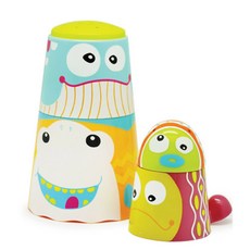 escabbo 1234浴室播放杯堆疊4P玩具套組, 混色