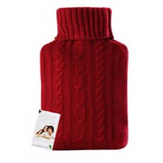 HUGO FROSCH 麻花針織防燙布套熱水袋 紅色 1.8L, 1個
