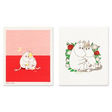 SCAN MOM 瑞典嚕嚕米圖案抹布 2入+夾子 2入組, 1組, 月夜款+嚕嚕米款