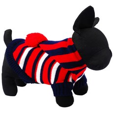 ECODY 寵物條紋連帽毛衣, 紅色的