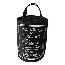 雙提把圓筒型印花束口收納袋, 黑色的