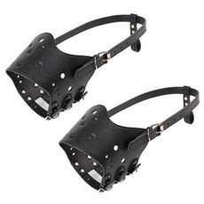 아리코 고양이강아지 가죽 입마개 XL, 블랙, 2개