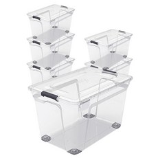 하우스레시피 이지 스토리지 솔루션 컨테이너 리빙박스 52L, 반투명, 6개입