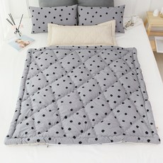 BEAUTE HOUSE 孩童用四季午睡被組+枕芯, 圓點款 灰色