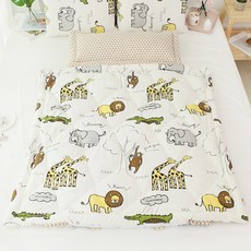 BEAUTE HOUSE 孩童用四季午睡被組+枕芯, 野生動物款