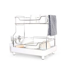 LIVING HAPPY 雙層餐具瀝水架, 白色, 1個