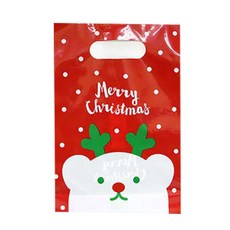 E-Home Baking 聖誕節霧面PE塑膠袋 魯道夫 1號 直式, 混合顏色, 50入
