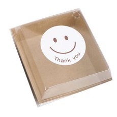 SR 牛皮紙正方形設計便當盒組, 1套, 盒身 12p + 盒蓋 12p + 大微笑圓形巧克力色 6p + 白色 6p