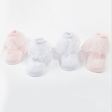 JOY MULTI 女童蕾絲刺繡中筒襪組 4雙