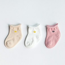 엠케이 여아용 베이직 왕관 양말 3종 세트