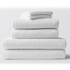 Coyuchi 공기 무게의 목욕타월 2p + 핸드타월 2p + 목욕수건 2p, 화이트, 1세트