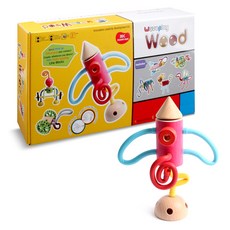 Waveplay Waveplay 太空人和火箭木線塊 30-C, 1個, 混色