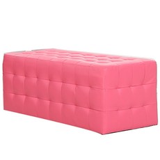 블루밍홈 더블 버블 큐브 스툴 인조 가죽, 다크 핑크